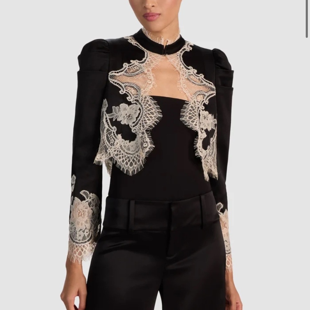 Alice + Olivia - Silk and Lace Blazer Jacket